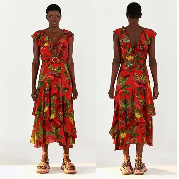 FARM Rio Red Forest Birds Maxi Dress - Picture 6 of 15